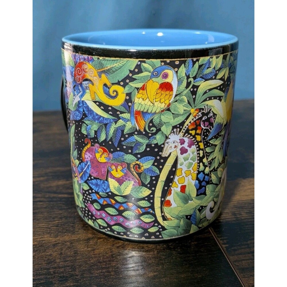 Vintage Laurel Burch Mug Jungle Wine Things 2004 Coffee Sonoma CA Animal Print - Picture 2 of 4